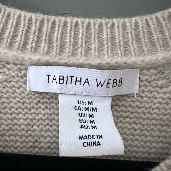 TABITHA WEBB womens M Tan Lambswool Cardigan SWEATER Multi Buttons Preppy Artsy - Picture 4 of 11